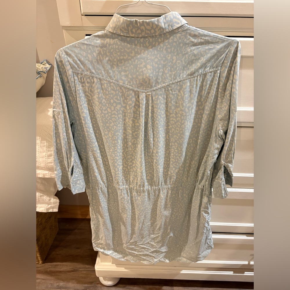 Buddy Basics Light Blue Patterned Button Up Dress - image 5